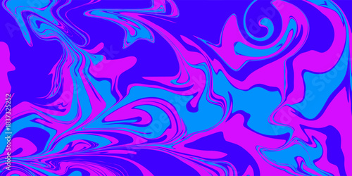 Psychedelic pink and blue colored abstract background. Liquid flowing paint in purple and blue colors with a bright surface. Simple and modern concept. Vector illustration