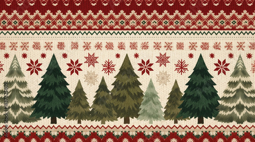Knitted Christmas Ugly sweater background in white, red, green colors. Knit print. Knitted Xmas sweater texture wallpaper. Merry Christmas Happy New Year concept