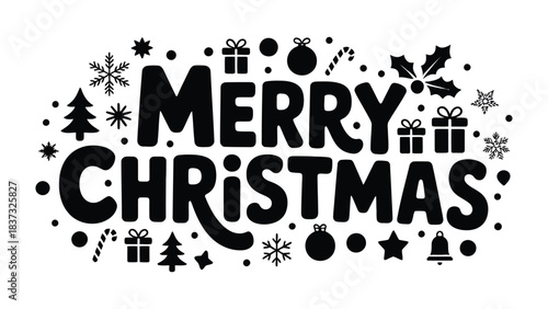 Merry Christmas Celebration: An elegant and festive illustration celebrating the spirit of Christmas. Adorned with a collection of charming elements.