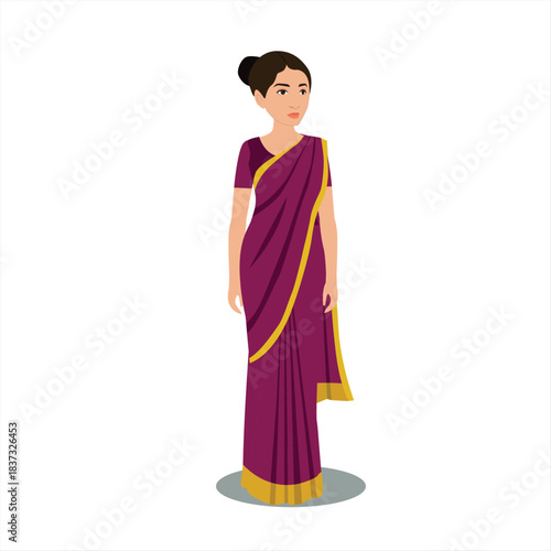 Indian Female Wearing Saree, 2d Character Different poses For Animation