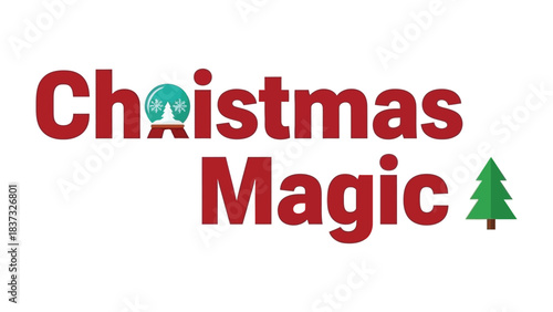 Christmas Magic Logo: A festive logo embodying the enchantment of the holiday season, complete with a snow globe and a stylized Christmas tree, symbolizing the joy and wonder.