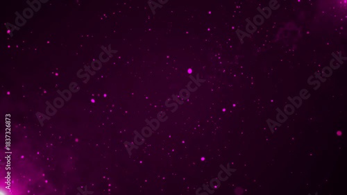 Animated abstract background with floating particles in pink and purple colors