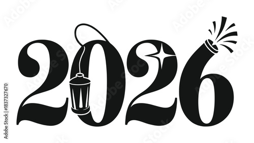 2026: Illuminating the Future: A captivating graphic design featuring the year 2026, embellished with elements of illumination and celebration, symbolizing anticipation and a bright future. 