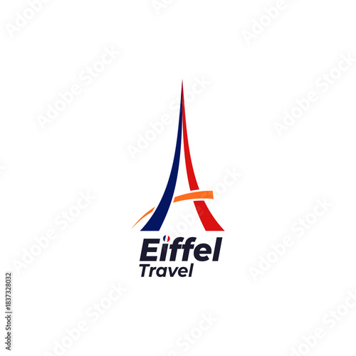 Paris Eiffel Tower Travel Logo design inspiration, vector, flat illustration