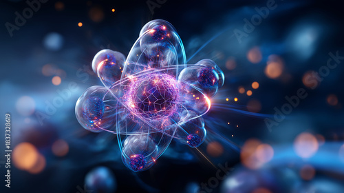 Atom molecule structure, abstract medical concept, science generated display, molecular bonding visualization, chemistry research representation, biological science illustration, t