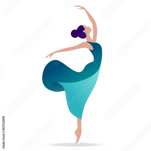  A ballerina in a dress in a graceful dance pose