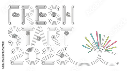 A Fresh Start: Innovative graphic design marks a new beginning for a year, using geometric shapes to convey a fresh start theme with simplicity and innovation.