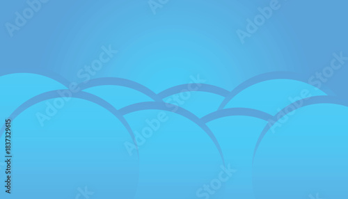 Soft layered blue wave shapes forming a gentle abstract background with a bright glowing center. Vector