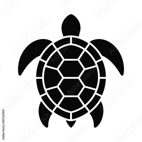 Black sea turtle silhouette on white background