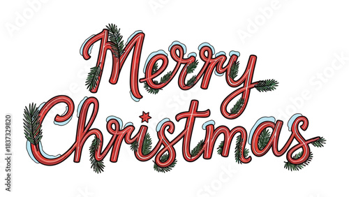 Merry Christmas Festive Greeting: A beautifully designed holiday greeting with Merry Christmas elegantly scripted in a festive font, intertwined with seasonal elements for a touch of warmth.