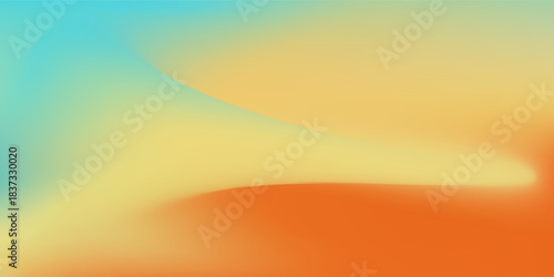 Abstract beautiful colorful liquid mesh gradient background. Orange, blue, green, and cream colored combination. Smooth combination coolor. Vector eps 10