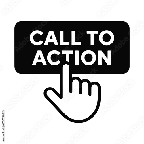 Call to action button with hand pointer clicking on it