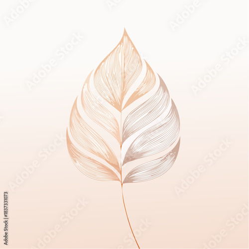 Golden Leaf's Delicate Embrace: A meticulously crafted artistic portrayal of a solitary leaf, rendered in soft, warm hues, gracefully poised against a gently gradient backdrop.