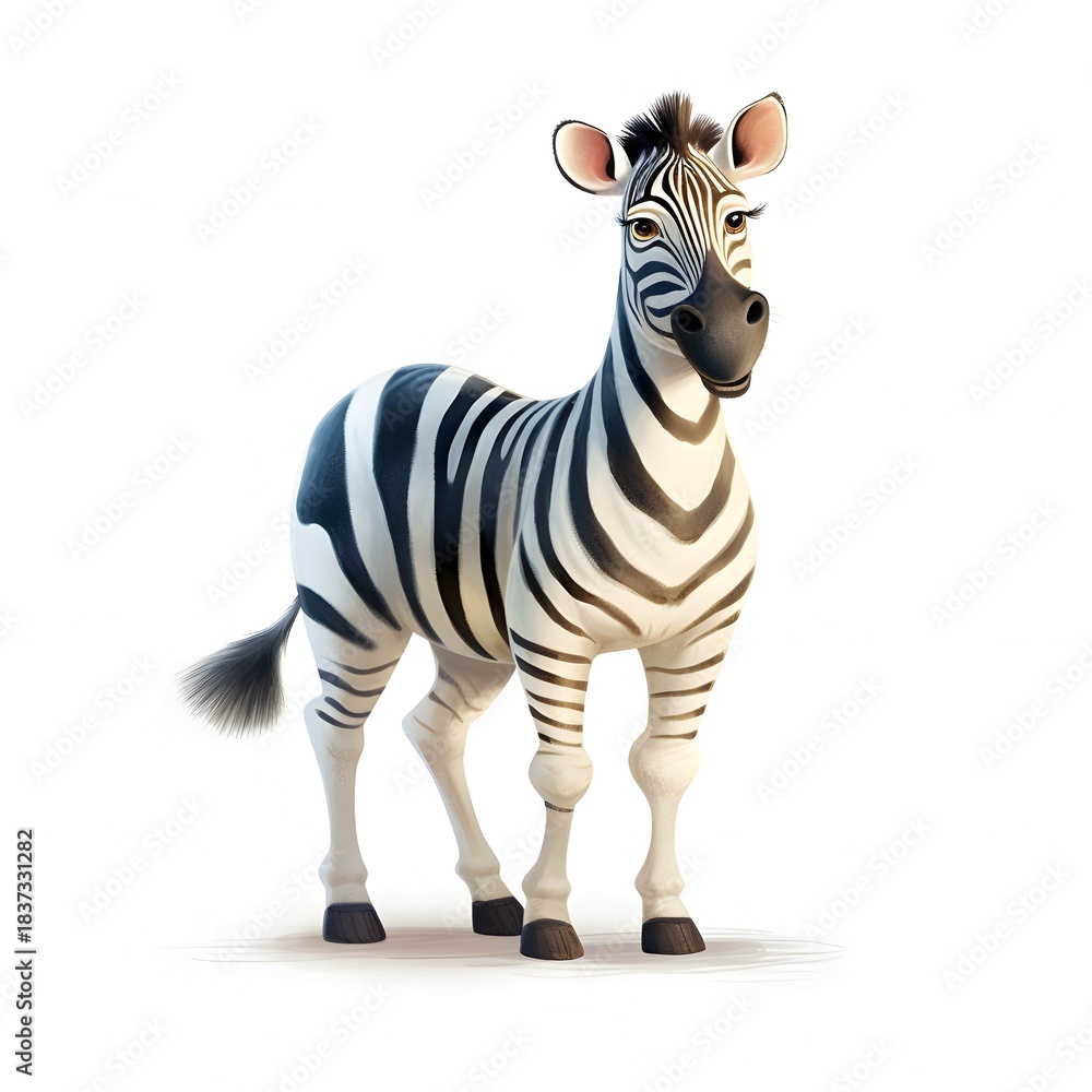 Obraz premium Charming zebra stands regally against a bright white background