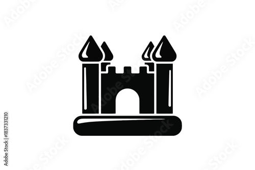 Resilient architecture silhouette Black silhouette icon of an inflatable bounce house castle on a white background playground