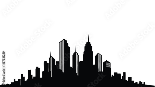 Resilient architecture silhouette Black Silhouette of a City Skyline with Varied Building Heights on White Background buildings skyscrapers