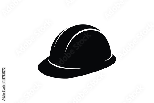 Resilient architecture silhouette Black silhouette of a construction hard hat on a white background helmet safety