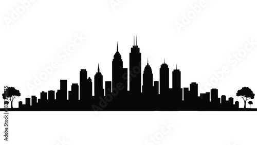 Simple resilient architecture silhouette black silhouette of a city skyline with trees on a white background urban architecture