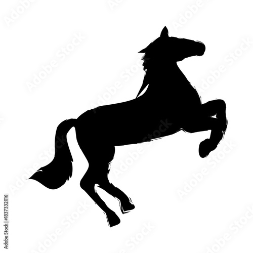 馬　シルエット　筆　イラスト