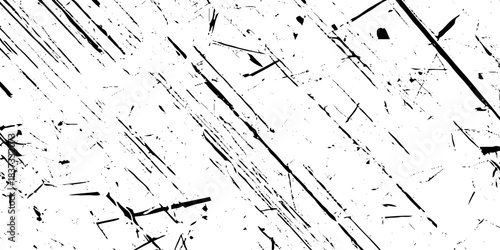 Abstract texture grunge made of diagonal streaks and distressed lines, black ink on a white background. grunge scratch patterns, chaotic linear noise. dirty monochrome pattern of the old worn surface.