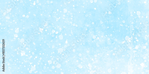 Watercolor grunge stain with hand paint pattern on blue and white splash with beautiful bokeh and bubble canvas. Blue watercolor vector snowflake background. hand paint watercolor and paper texture.
