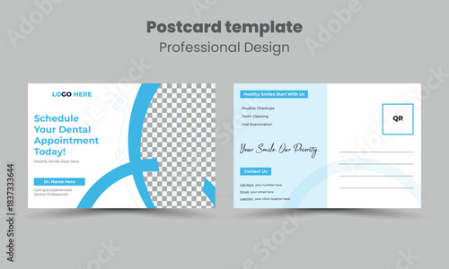 Editable modern dental care postcard template, company medical clinic design