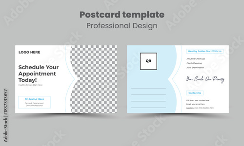 Editable modern dental care postcard template, company medical clinic design