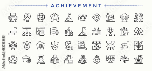 Achievement modern icon set. Job Career icon set in linear style. Modern linear icons. Related to vocation, job career, profession, grow, man, occupation and more. Editable stroke. Vector collection.