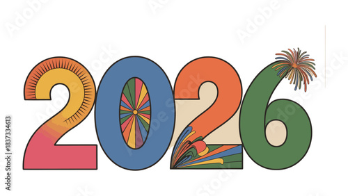 Vibrant 2026 Celebration: A cheerful and colorful image of the year 2026, celebrating the dawn of a new year or a significant milestone.
