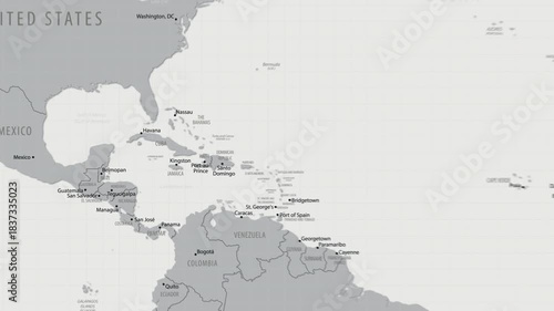 Haiti on the World Map. 4K animation.