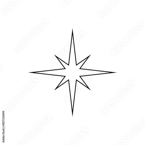 Simple north star outline icon vector flat design on white background.