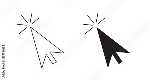 Cursor arrow pointer, click here mouse load symbol. Pointer cursor and loading icon. Cursors icons click set. Touch screen symbol, pointer sign and symbol.