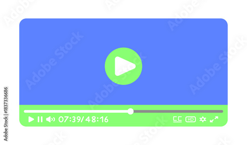 Minimal colorful media player UI featuring play, pause, volume, fullscreen and detailed timeline. Designed for professional websites, film apps and multimedia platforms