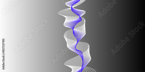 Blue and White Wave Abstract Background. Long exposure photograph of blue neon colour in an abstract swirl, parallel lines pattern against a black background. lines for banner, business background.