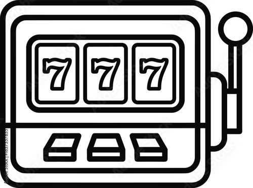 Casino Slot Machine Jackpot 777 Vector Icon, Gambling Game Graphic, Luck and Win Symbol.