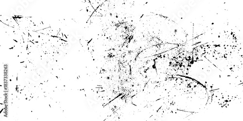 White and black ink splatter grunge dust particle and dust grain texture. grunge texture with scratches and cracks paint wall texture. dust overlay distress grain with scratch grunge urban background.
