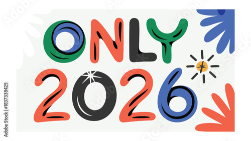 Graphic and colorful display featuring the number 2026, creating a visually appealing design.