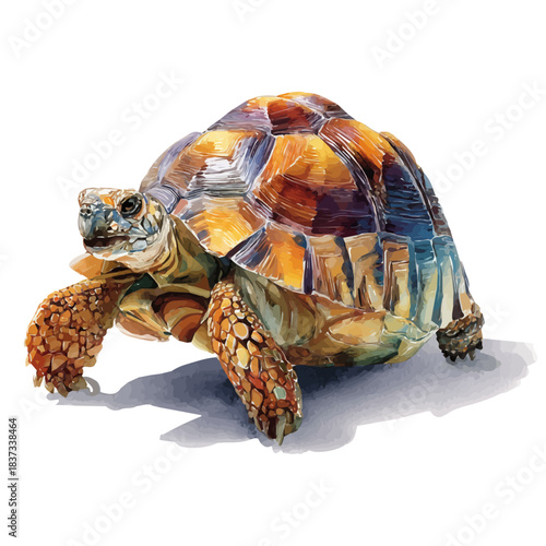 Watercolor-style vector illustration of Tortoise, isolated on a clean white background.