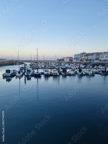 Gijon marina with yachts. Gijon is the largest city of Asturias in Spain.