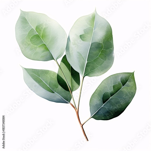 Delicate silver dollar eucalyptus branch isolated on white background