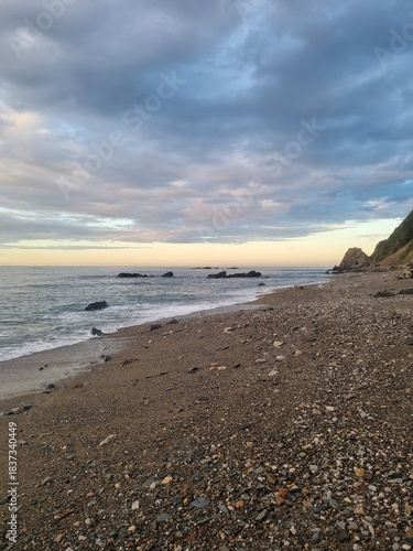 Cantabrian beach by the Camino del Norte. Camino de Santiago. 