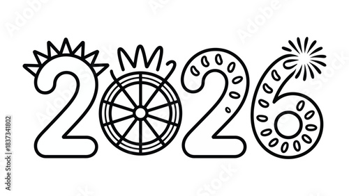 New Year 2026 Typography Design: A fresh, modern typographic design spells out 2026, showcasing festive and intricate detailing, perfect for celebratory events and new year themed visuals.