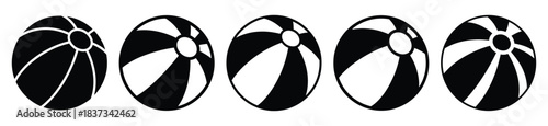 Set of beach ball vector icon in silhouette design. summer design concepts.