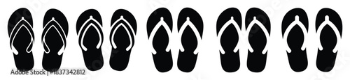 Set of flip flops vector icon in silhouette design. summer design concepts.