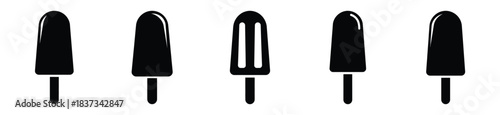 Set of frozen popsicle vector icon in silhouette design. summer design concepts.