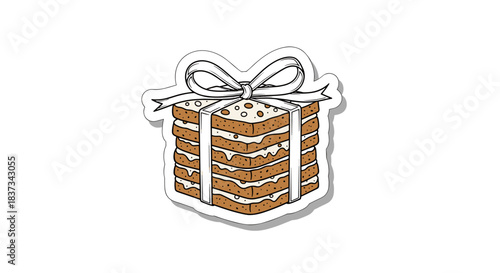 Stacked Gingerbread Cookies Tied with Ribbon Sticker