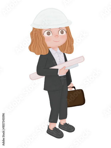 female architect holding blueprints