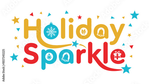 Holiday Sparkle: Festive text art, radiating with holiday cheer. This design showcases a vibrant display of holiday motifs. Capturing a sense of festivity.
