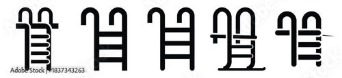 Set of pool ladder vector icon in silhouette design. summer design concepts.