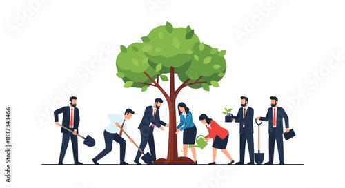 Business Team Growth and Development Concept with Tree